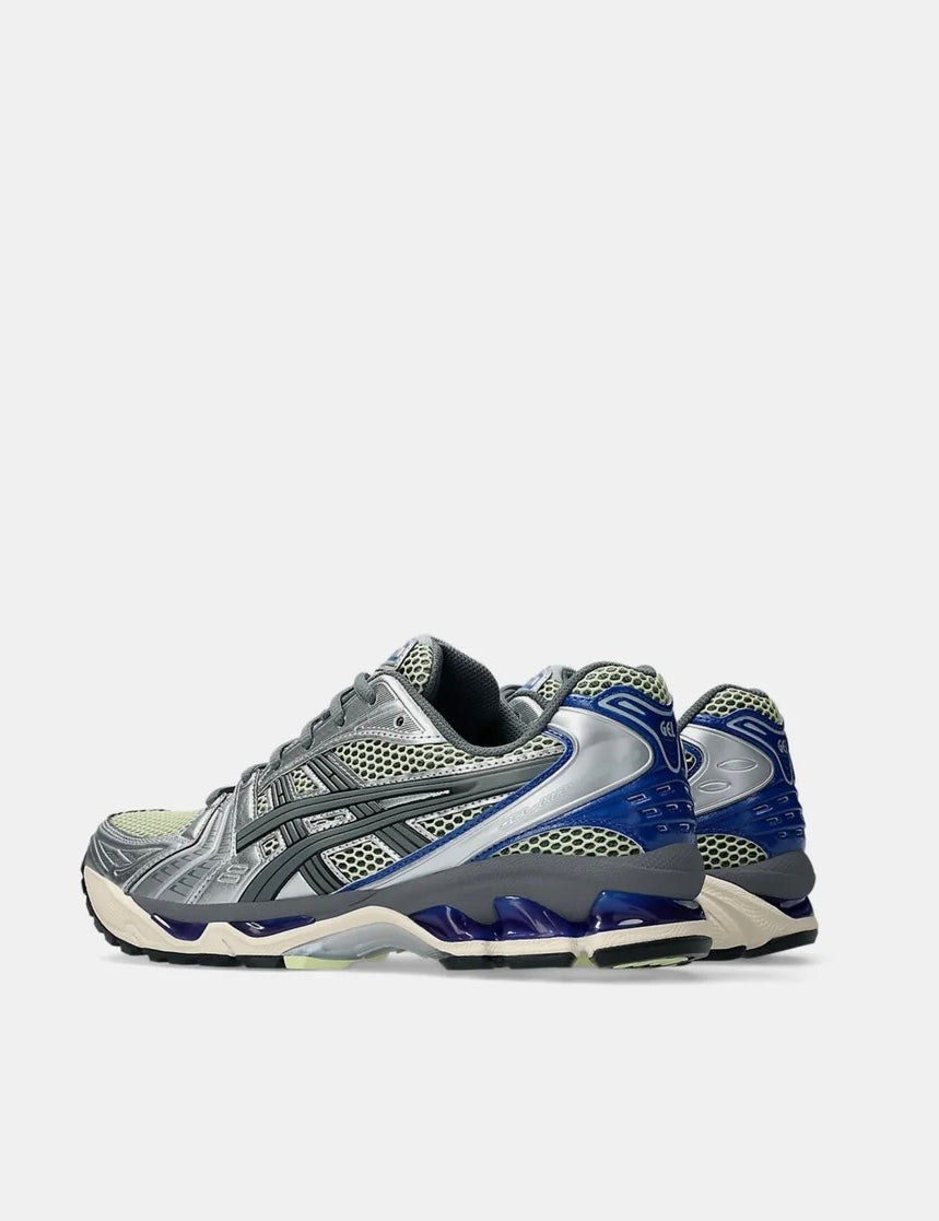 Asics Gel-Kayano 14 Soft Yellow Asics Blue - hiel aanzicht